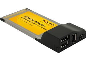 Adaptador PCMCIA, 1xFireWire/2xUSB 2.0